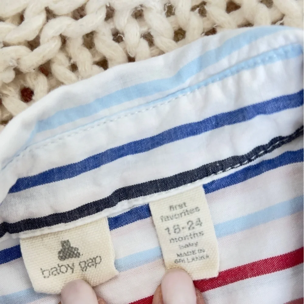 Baby Gap Striped Romper with Logo 18-24 Months